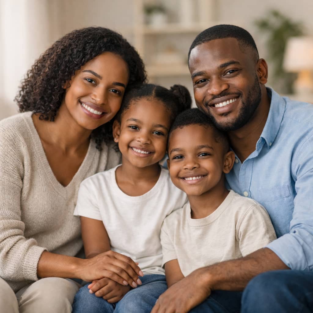 Healthy smiling family